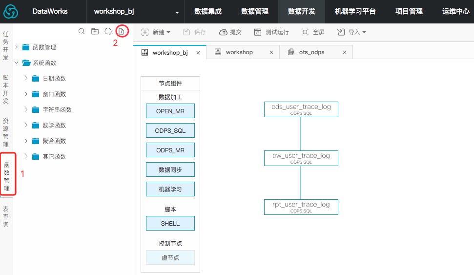 进入函数管理 进入函数管理