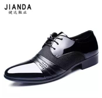 Men Leather Shoes (Black) (Black)
