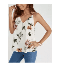 YOINS White Sleeveless Random Floral Printed Women's Casual V-Neck Camisole Top With Zip Design