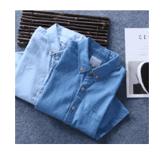 Summer New Products Japanese-style Fashion Man Pure Cotton Short Sleeve Denim Shirt Men's Wear Thin Cowboy Shirt Slim Cowboy Half Sleeve Shirt