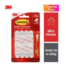 3M Command Mini Hooks (Holds Up To 225g) (6pcs/pck) Wall Adhesive