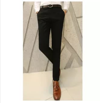 Stylish guy's casual Plus-sized Slim fit feet pants business casual pants (Khaki)