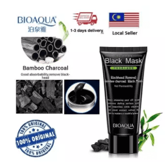 [100% Original] Bioaqua Deep Cleansing Bamboo Charcoal Black Mask BlackHead Whitehead Remover 60gm
