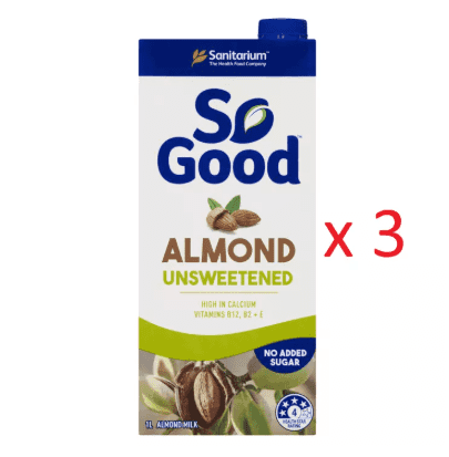 So Good Almond Milk (Unsweetened) 1 liter x 3 packs