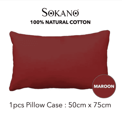 Sokano Plain Colors Cotton Soft Pillowcase Sarung Bantal 50cm x 75cm (1 Pcs)