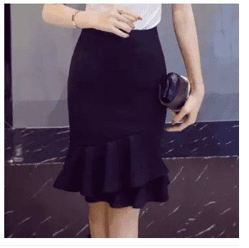 Autumn Winter Women Skirts High Waist Work Office Ruffles Pencil Skirts S-5XL