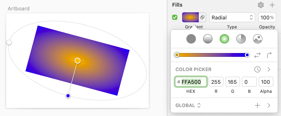 radial gradient drawn in Sketch