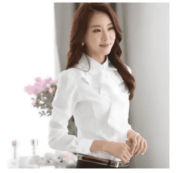 2016 new women fashion blusa Ruffles long-sleeve white slim workwear office shirt female OL blouse