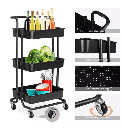 *Ready Stock* 3 Tier Trolley Kitchen Storage Racks Office Shelves Book Shelving Kitchen Organizers Space Savers