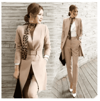 Long Section Pant Suits Women Casual Office Workwear Business Suits Long Sleeve Blazer Jacket Fashion Women Office Worksuit