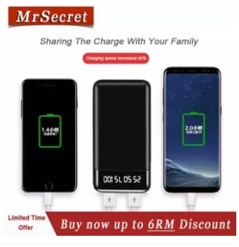 Power bank 20000mah with LED Light Portable Mobile PowerBank USB Charger Li-Polymer Battery