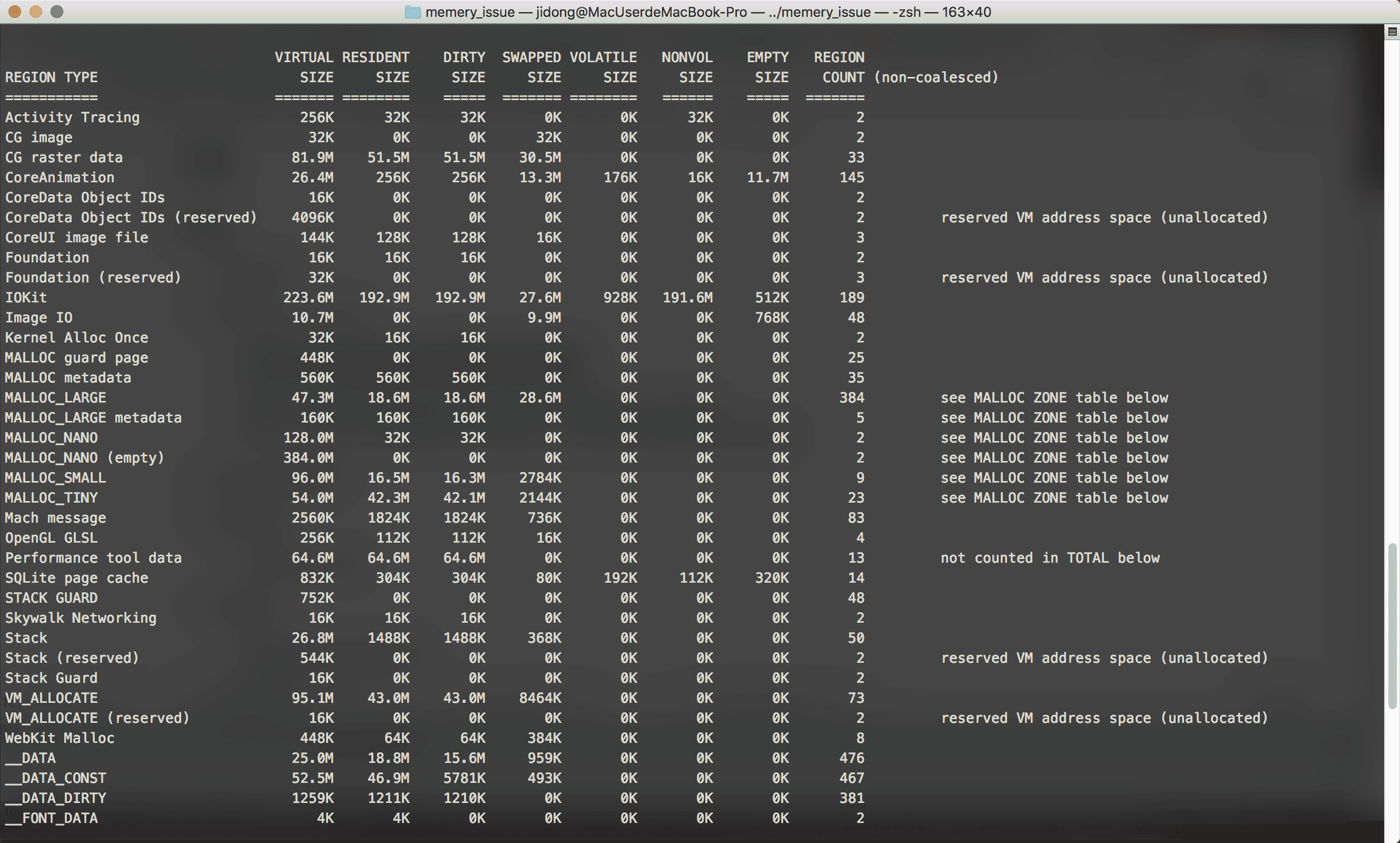 vmmap Summary vmmap Summary