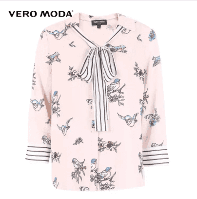 Vero Moda Women's Printed Lace-up Neckline Chiffon Shirt Free Shipping 318358510