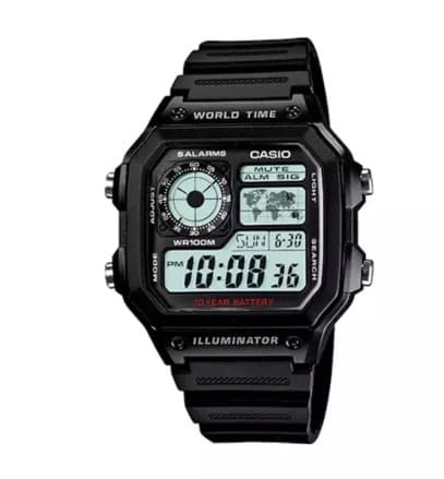 [AE1200WH Series] Casio Men's Standard Digital Black Resin Band Watch AE1200WH-1A AE-1200WH-1A