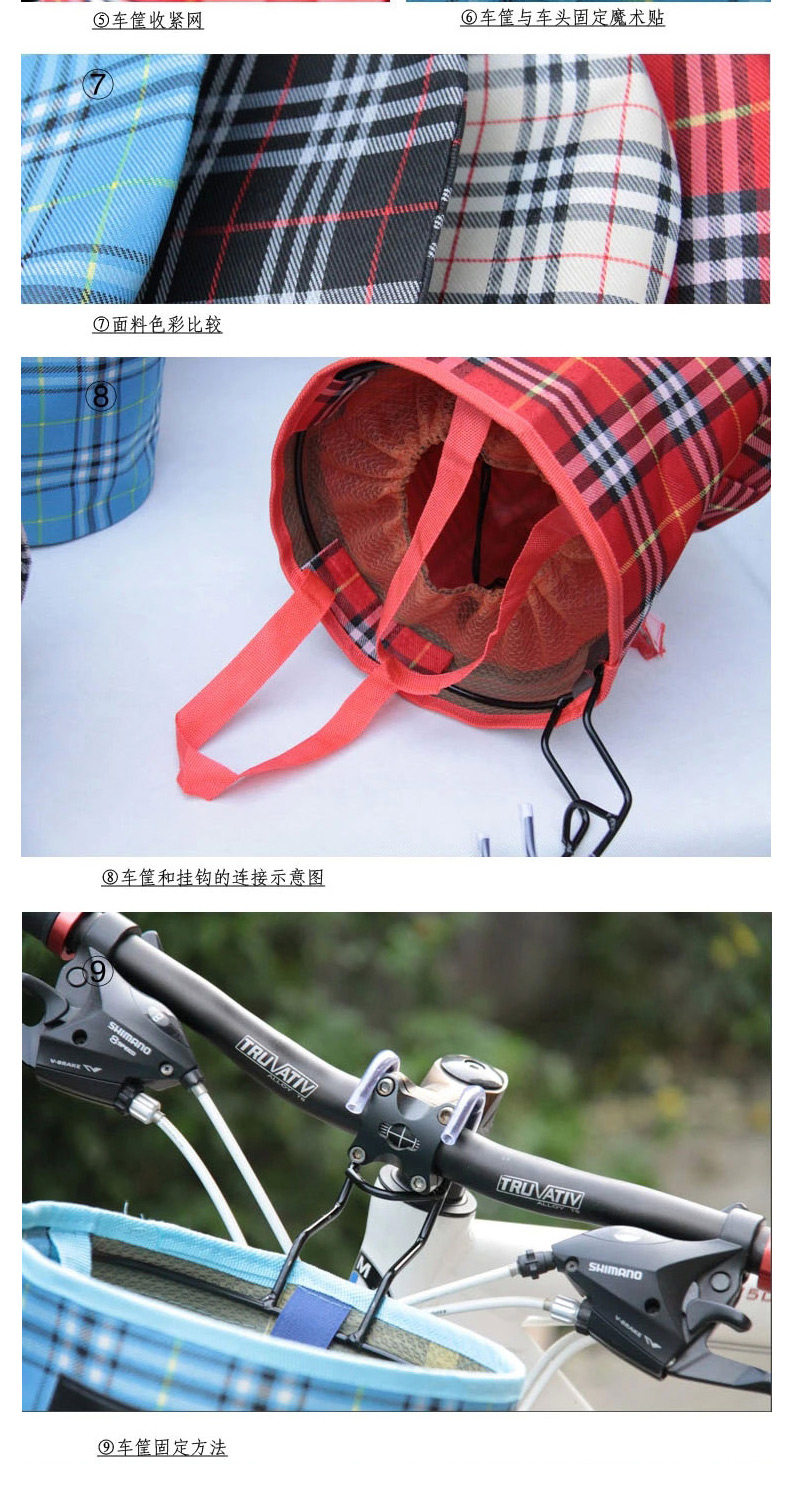 Panier pour vélo ONLINELOVE en toile - Ref 2260353 Image 12