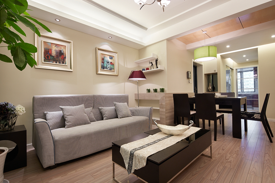 U型厨房装修效果图大全 木纹橱柜效果图_2