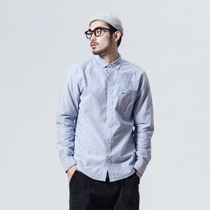 麟 春季纯棉牛津纺修身打底长袖男士衬衫 
