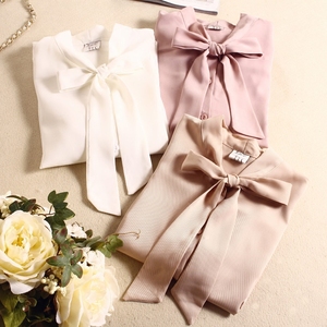 韩版百搭蝴蝶结雪纺衬衣