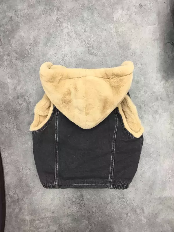 Áo len mùa đông trẻ em dày vest nhung mịn denim cộng với cotton cộng với nhung bé vest 1 tuổi 2 tuổi 3 tuổi