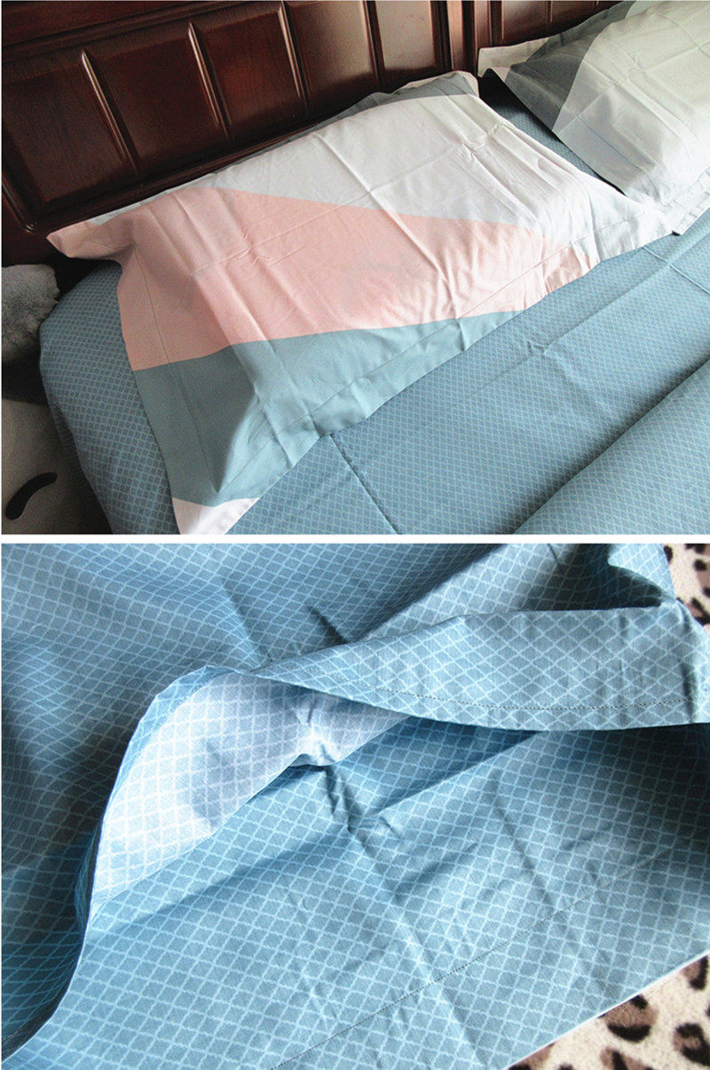 水星家纺全棉简约条格四件套