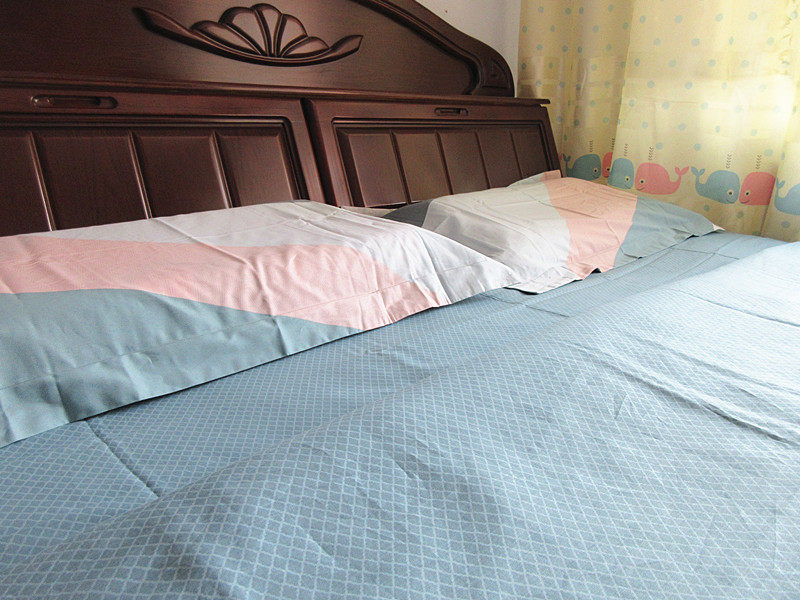 水星家纺全棉简约条格四件套