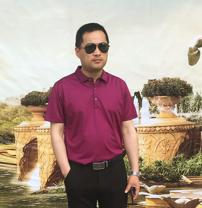 劲霸男士T恤桑蚕丝 净色提花撞色拼接短袖丝光棉T恤