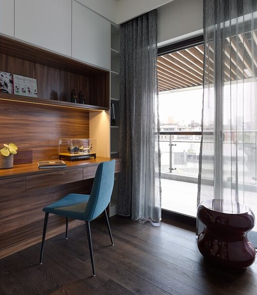 简约风整体定制柜效果图 灰色书柜效果图_7