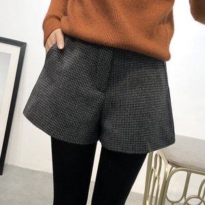 秋冬千鸟格毛呢短裤