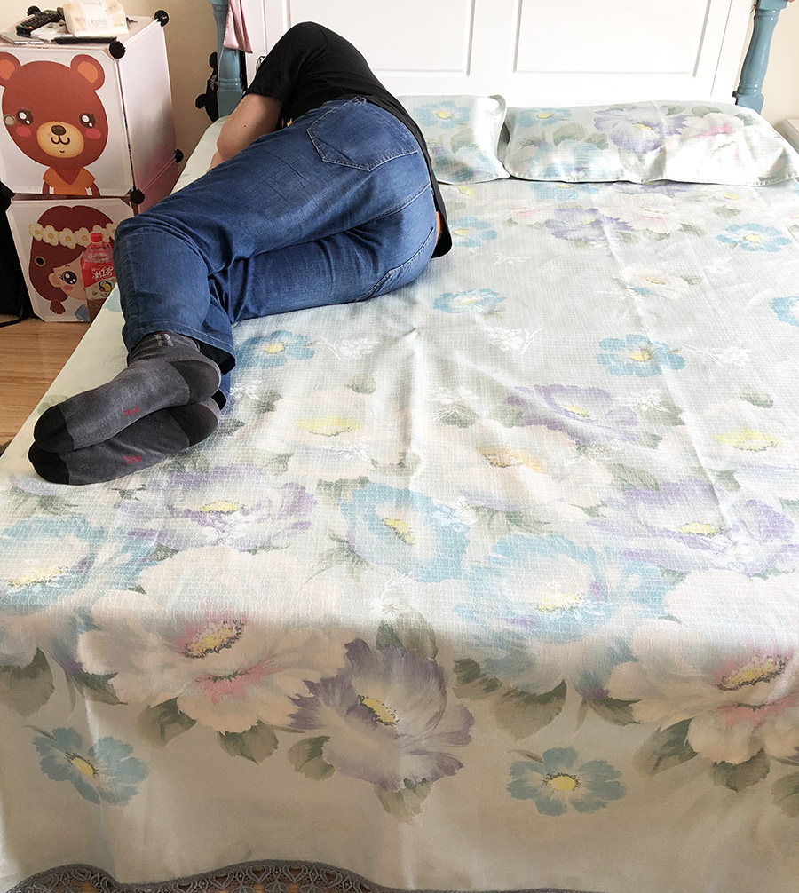 水星家纺仲夏之蓝床单式粗丝冰丝席