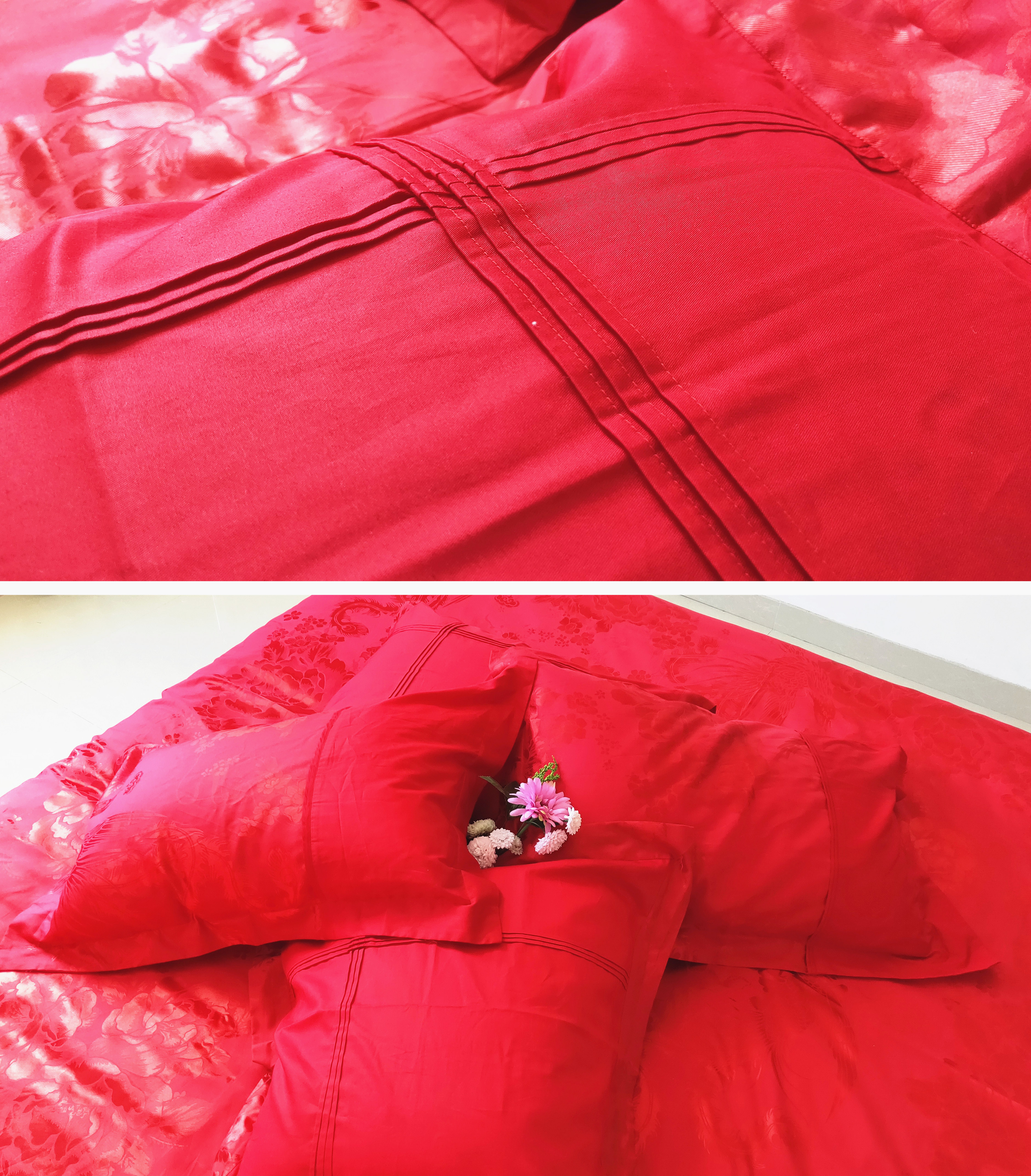 水星家纺婚庆大红结婚六套件