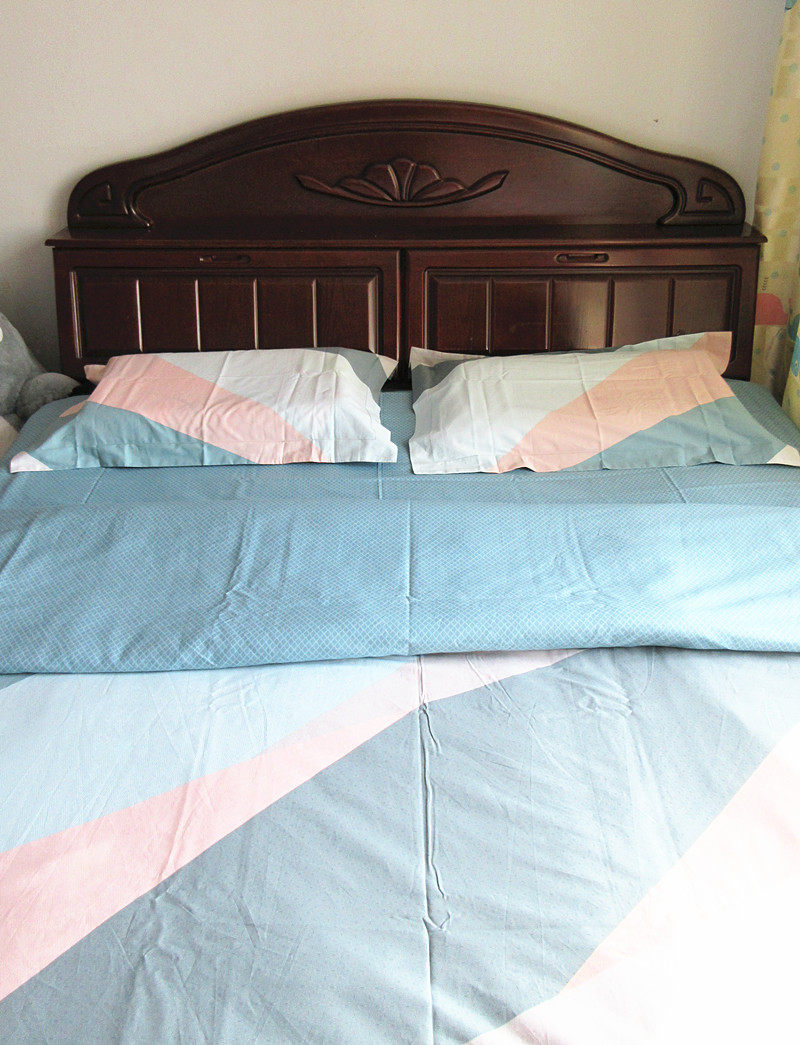 水星家纺全棉简约条格四件套