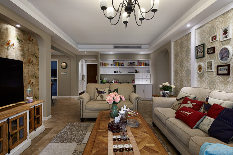 现代美式地板效果图 美欧式混合家装地板效果图大全_2