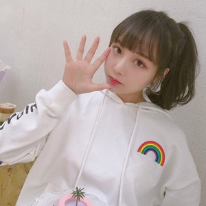 日系软妹不加绒带帽卫衣