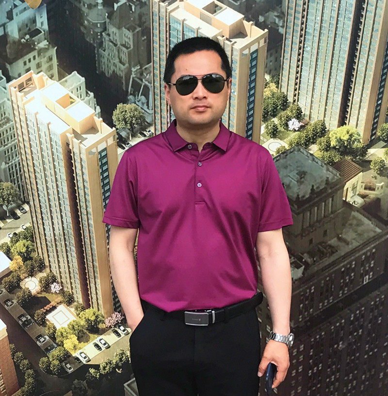 劲霸男士T恤桑蚕丝 净色提花撞色拼接短袖丝光棉T恤