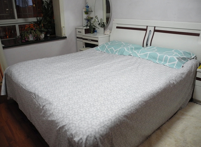 水星家纺纯棉简约四件套