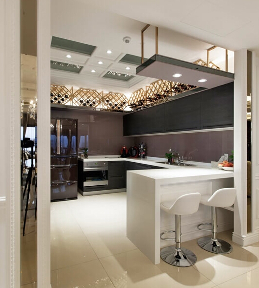 开放式厨房装修效果图 黑色橱柜图片_4