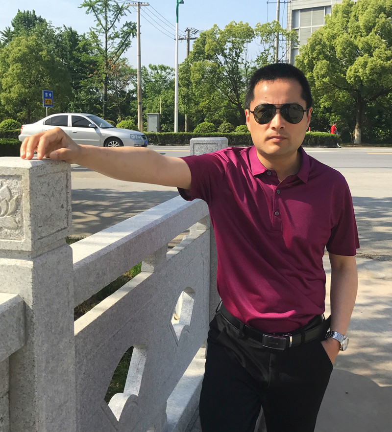 劲霸男士T恤桑蚕丝 净色提花撞色拼接短袖丝光棉T恤