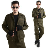 军绿帆布耐磨工作服新款特种兵迷彩服套装男户外野战作训服劳保服