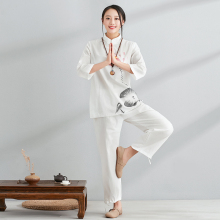 瑜伽服套装 皇家姐妹大师棉麻禅修女居士服练功服太极服打坐服