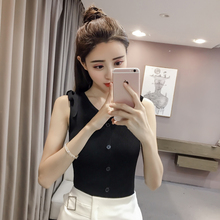 露脐上衣 搭配牛仔裙子短裤 性感外穿时尚 紧身针织吊带背心女夏无袖