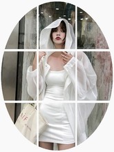 宽松仙女薄短 潮气质白色外套连帽韩版 网红夏装 防晒衣女2019新款