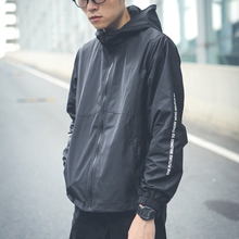 春季潮牌纯色连帽风衣休闲简约百搭薄款外套防晒衣学生男女冲锋衣
