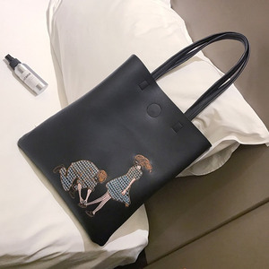 简约韩国pu皮刺绣单肩手提包