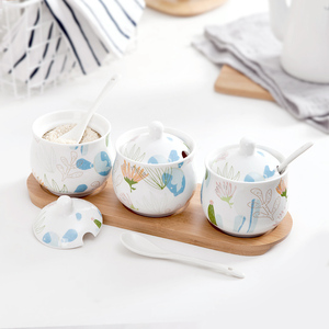 厨房陶瓷调料盒三件套