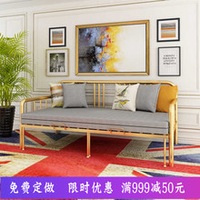 简约双人铁架床伸缩坐卧两用客厅沙发床北欧金属可折叠小户型沙发