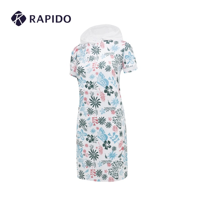 RAPIDO雳霹道夏季女士全身满印设计盛夏印花连帽连衣裙