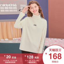 阔色2018秋冬新款韩版女装学生ins白色宽松高领长袖上衣毛衣图片
