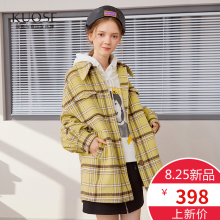 阔色2018秋冬新款韩版女装格纹学院风上衣复古pphome毛呢外套图片