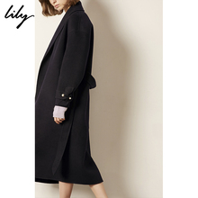 【100%纯羊毛】Lily2018冬新款女装韩版全羊毛系带毛呢大衣1947图片
