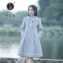 月芝猫【烟萝】民国风中式女装复古文艺学院毛呢外套呢子大衣女冬图片